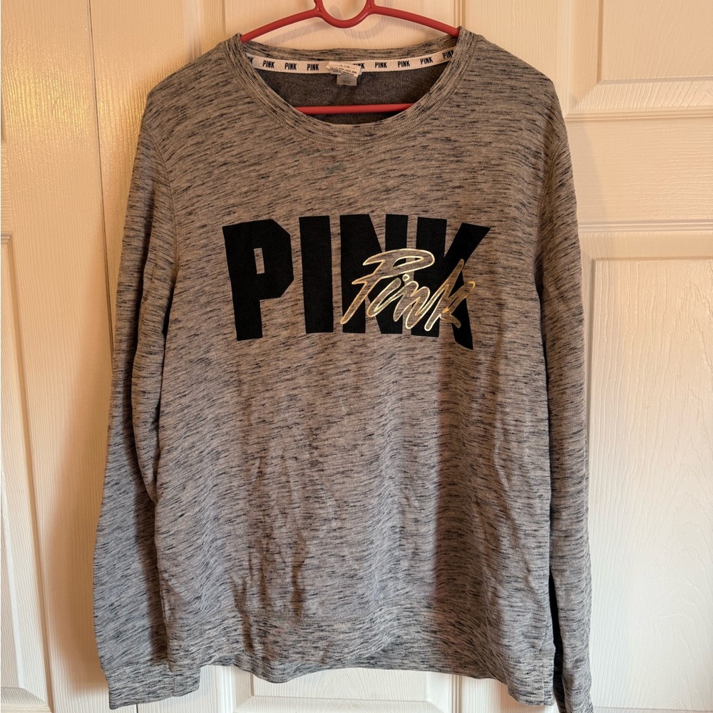 Gray PINK Long Sleeve Sweatshirt